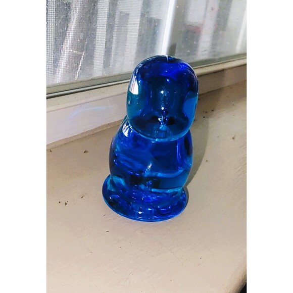 VTG Crystal Hand Blown Bluebird of Happiness Sea Blue Glass Figurine Signed 3"H - Picture 10 of 16